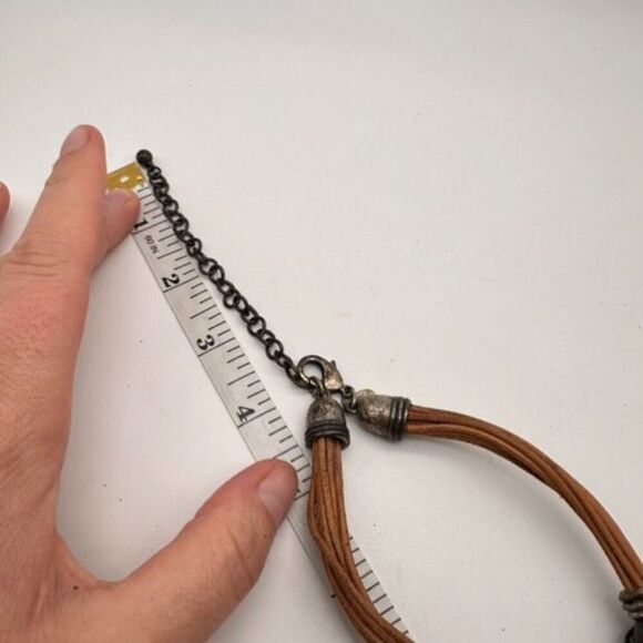 Chico’s black beaded layered multi-strand twisted necklace leather cord Chunky - Picture 10 of 11